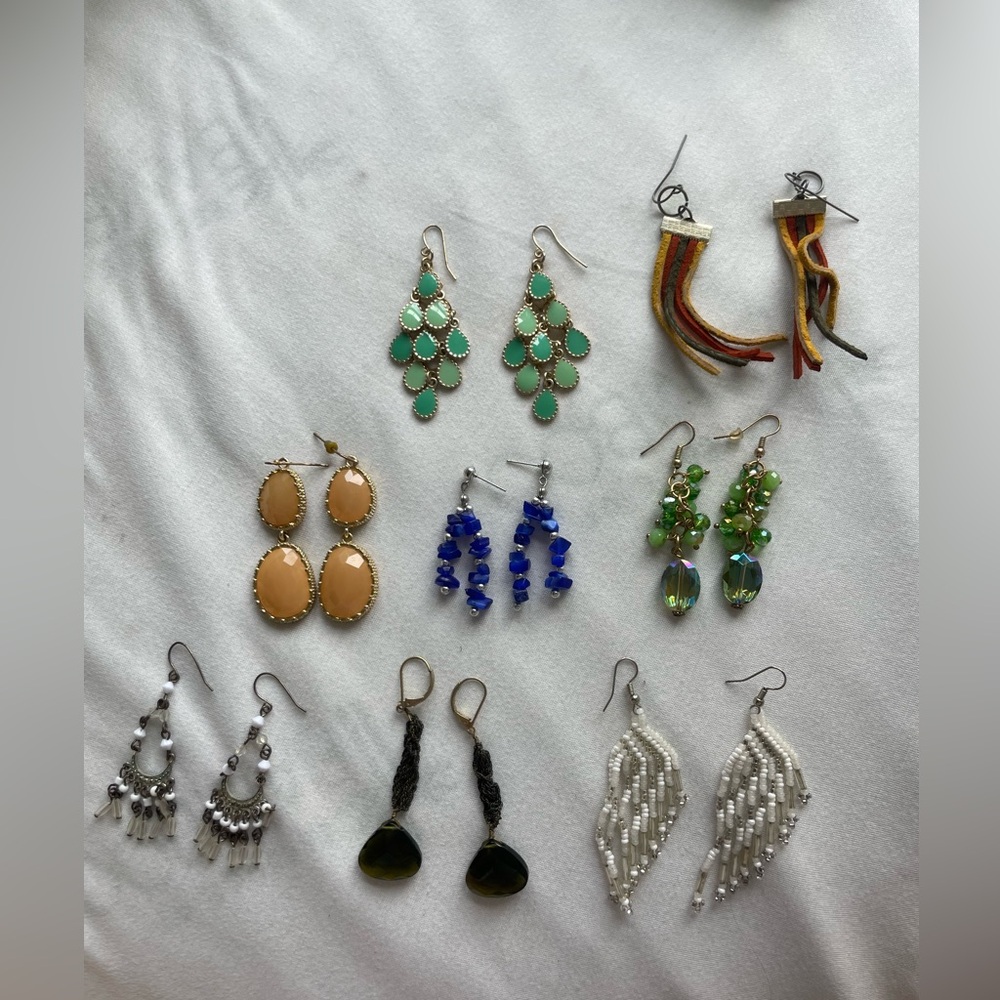 8 pairs of sterling silver dangling earrings